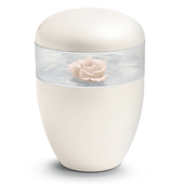 Naturfaserurne perlmutt mit Sujet Rose
