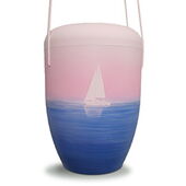 Naturfaserurne mit Sujet Segelboot aurora